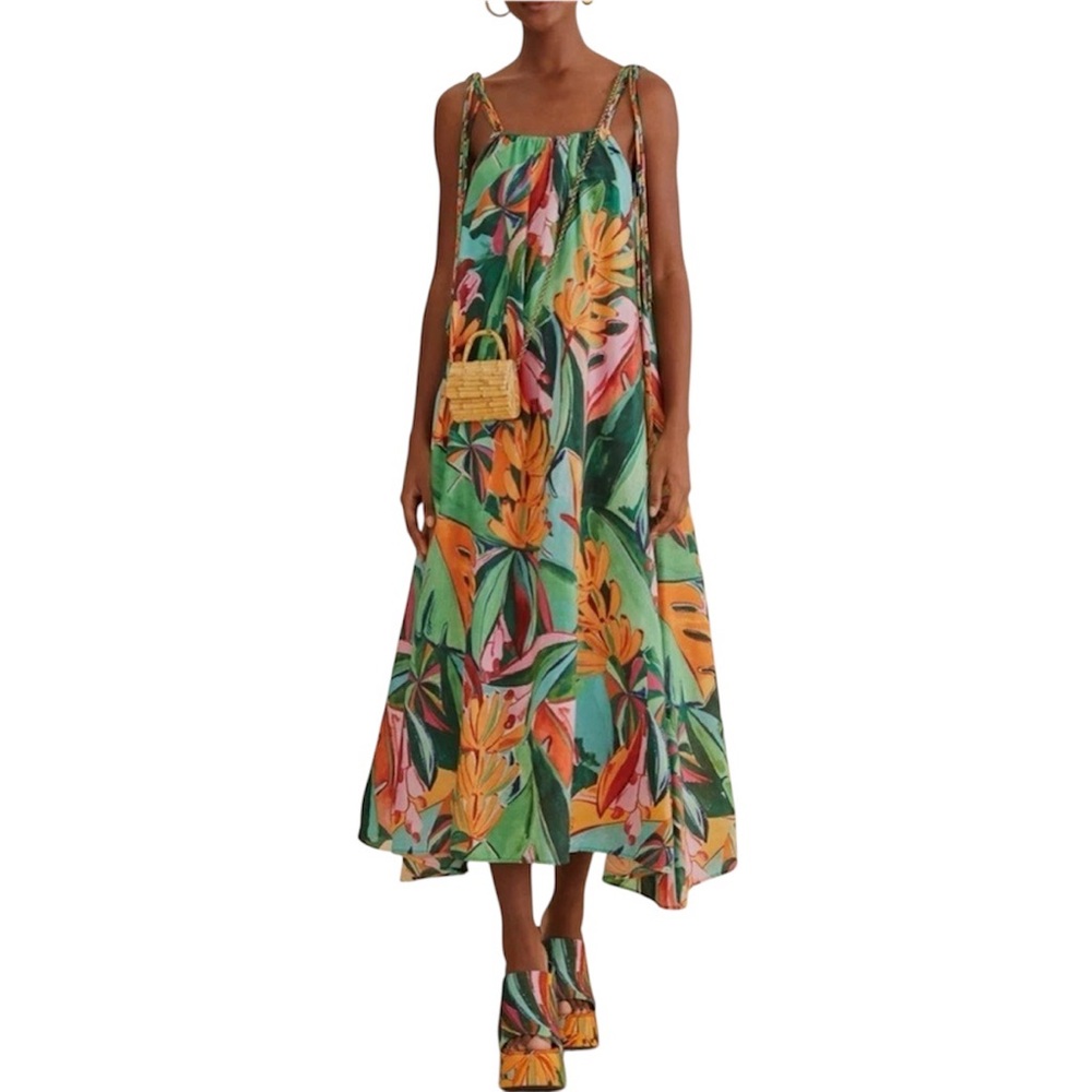 FARM Rio Banana Foliage Midi Dress
